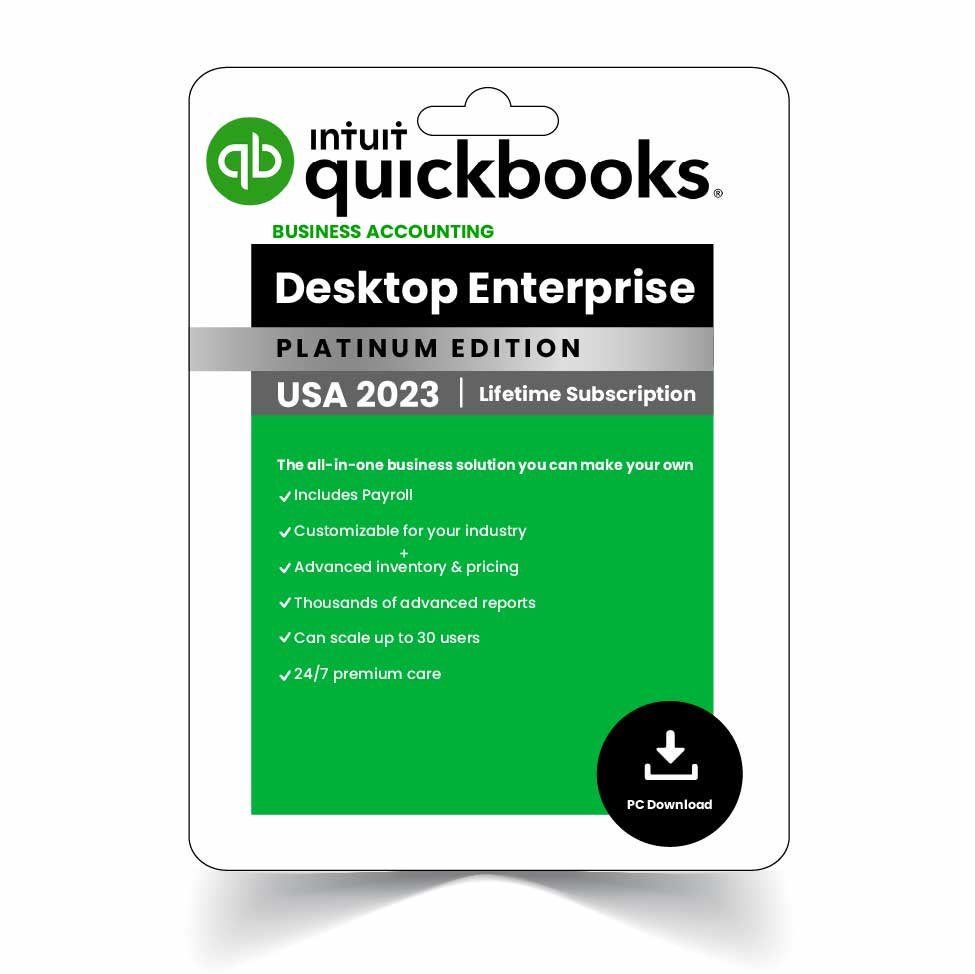 Intuit QuickBooks Desktop Entreprise 2023- US Version- Lifetime Activation